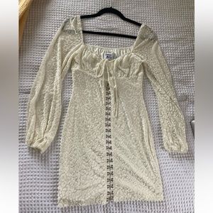 White Princess Polly Long-sleeve Cheetah print Dress